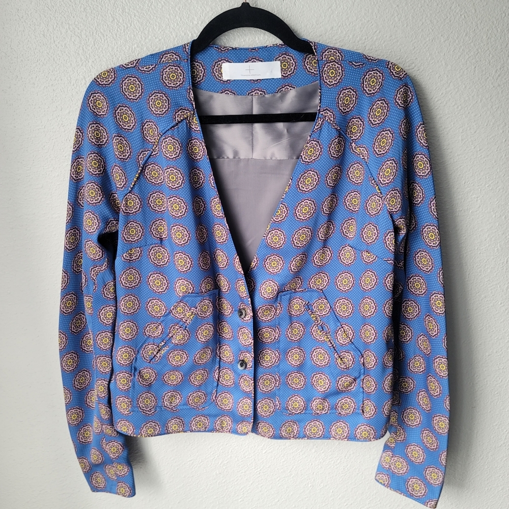 Thakoon Addition Mandala Print Lightweight Double Button Blazer, Size 2, Blue